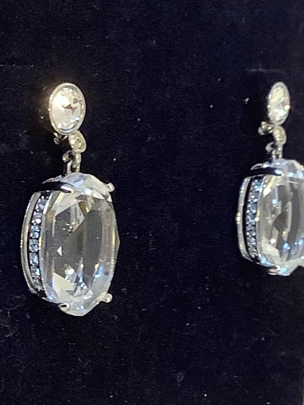 Swarovski Clear Crystal Drop Earrings - silver